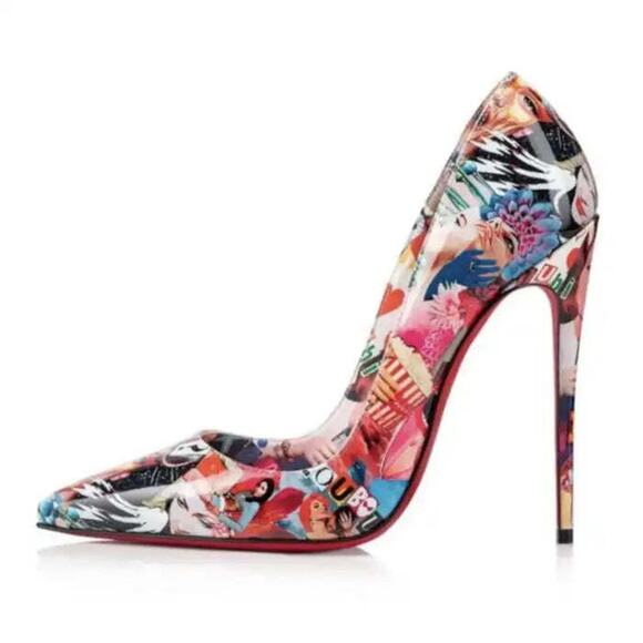 Christian Louboutin So Kate 120 Patent OH Xtian Black Red Blue Heel Pump 40.5 - Picture 3 of 9